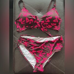Nextmia NWOT Pink and Brown Bikini with Strappy Design